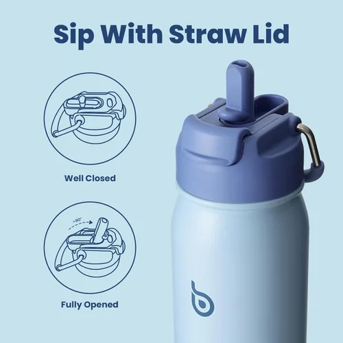Miniatura 3 de BOTTLE BOTTLE Botella de agua de 24 onzas aislada, botella de agua deportiva de acero inoxidable con popote y tapa ajustable Organizador diario