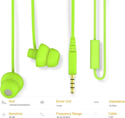 Miniatura 4 de MAXROCK MINi5 - Auriculares con micrófono con cable para teléfono móvil con conector de 0.138 in, color verde