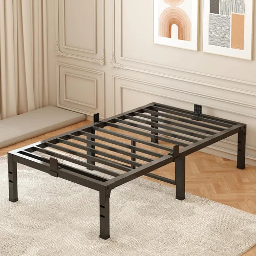 Miniatura 10 de FUIOBYVV Marcos de Cama Individual, Marco de Cama de Plataforma de Metal Resistente de 18 Pulgadas Tamaño Individual Soporta Hasta 3500 Libras, No