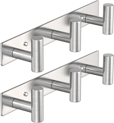Miniatura 24 de PMMASTO Perchero montado en la pared, 3 ganchos de pared en forma de T para colgar, riel de ganchos para abrigos de acero inoxidable resistente