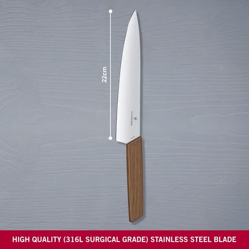 Miniatura 3 de Cuchillo de chef moderno suizo Victorinox - Cuchillo de cocina para cortar carne, fruta y verduras - Accesorios de cocina premium - Mango de madera