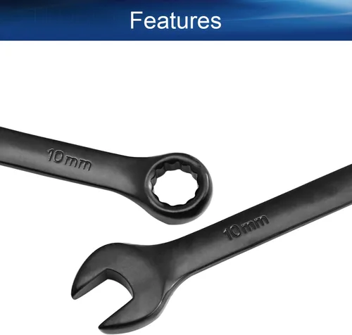 Miniatura 3 de Auniwaig Cr-V - Llave combinada de 0.394 in, 5.315 in de longitud, diseño de 12 puntos, revestimiento de electroforesis negro