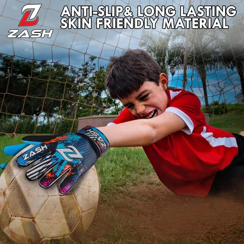 Miniatura 5 de ZASH Guantes de Portero Premium para Niños y Jóvenes y Adultos, Guantes de Portero de Fútbol con Doble Protección de Muñeca y Palma de Látex Azul
