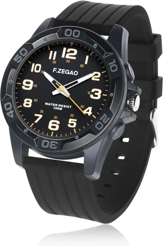 Miniatura 2 de F.ZEGAO 100M Waterproof Watch for Swimming, Easy Read Unisex Analog Watch, Second Hand Diver Analog Watch Men, 45mm Diameter
