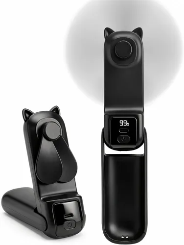 Miniatura 10 de FrSara Ventilador de mano portátil, pequeño ventilador personal recargable, artículos esenciales de viaje de verano con 3 velocidades, 2000 mAh