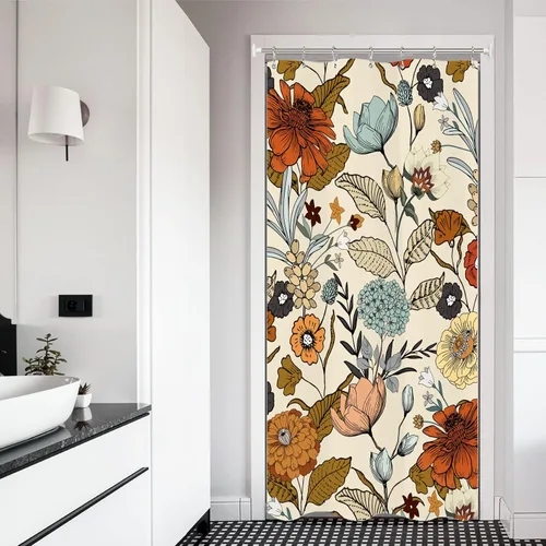 Miniatura 6 de Miyotaa - Juego de cortina de ducha con flores para decorar un baño pequeño o una ventana, 36 pulgadas de ancho x 71 pulgadas de alto, cortina