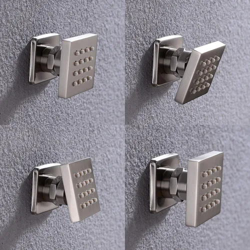 Miniatura 2 de Chorro de ducha de latón macizo con chorro de ducha ajustable para masaje lateral de spa, juego de ducha montado en la pared, acabado cuadrado