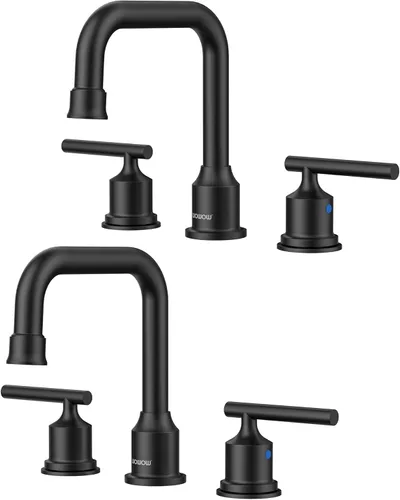 Miniatura 17 de WOWOW - Grifo de baño de diseño estándar de 8 pulgadas, 3 piezas para lavabo, llave mezcladora giratoria en 360 grados, acabado cromado, moderno