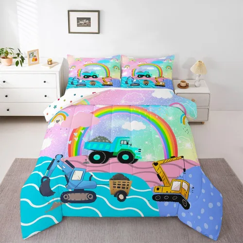 Miniatura 25 de Erosebridal Juego de ropa de cama de tren de dibujos animados para niños y niños, edredón de plumón de vehículos para niños, decoración
