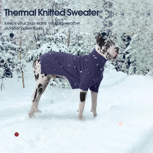 Miniatura 5 de IECOii Suéter XL para Perro, Ropa de Invierno para Perros Grandes Hembras y Machos, Suéter Suave Cálido de Cuello Alto para Perro, Ligero
