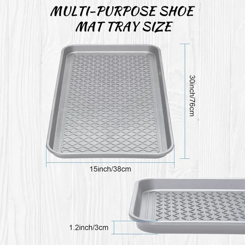 Miniatura 2 de Bandeja de zapatos de 4 piezas para entrada, bandeja impermeable para botas, tapete multiusos para perros y gatos, bandeja de comida para mascotas