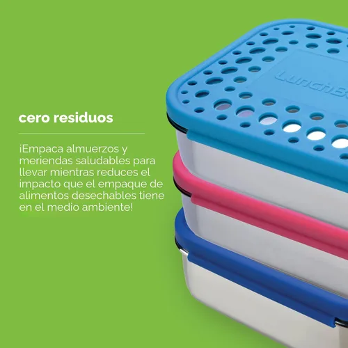 Miniatura 3 de LunchBots - Caja de aperitivos de proteínas extrapequeña de acero inoxidable con una sola porción – ideal para semillas, carne, queso y comida