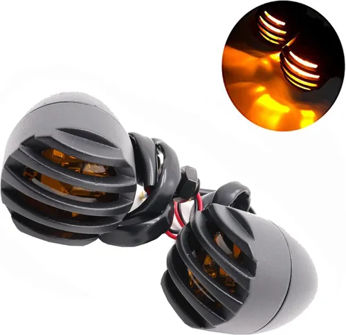 Miniatura 2 de 2 luces intermitentes de motocicleta resistentes color ámbar luces intermitentes (negro)