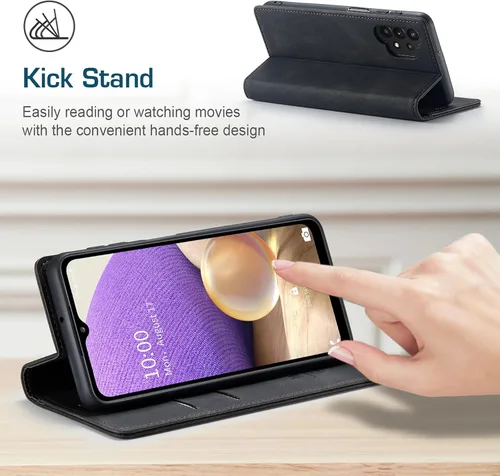 Miniatura 5 de Funda tipo cartera para Samsung Galaxy A32 5G con bloqueo RFID, tarjetero y función atril magnético, funda de cuero con tapa para Samsung Galaxy A32