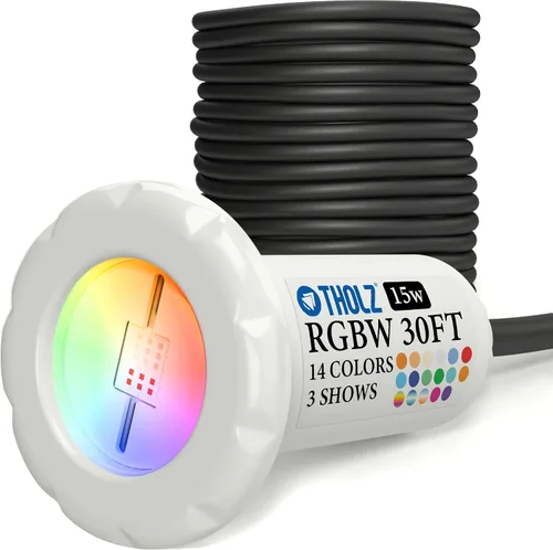 Miniatura 12 de Tholz® Luz de piscina RGBW - LED ultra brillante - Fácil instalación - Luz de piscina enterrada (10 W, cable de 50 pies)