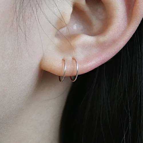 Miniatura 8 de 14k Rose Gold Filled Mini Huggie Hoop Earrings for Women Girls