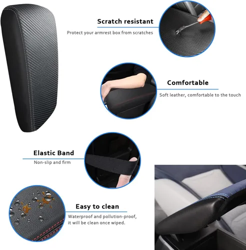 Miniatura 4 de Funda para reposabrazos de consola central de automóvil para Kia Optima 2016, 2017, 2018, 2019, 2020, de piel, antiarañazos, funda de asiento