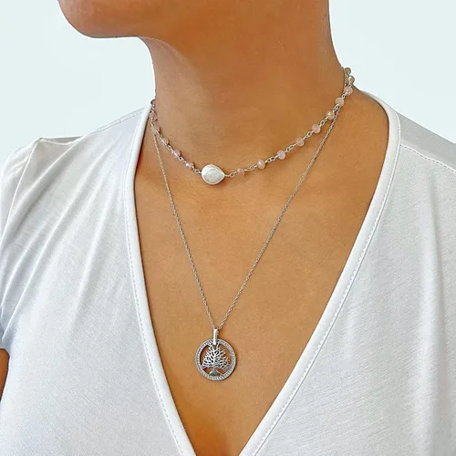 Miniatura 4 de Hecho a mano con piedra semipreciosa o perla cultivada de agua dulce, delicado collar ligero estilo corto, collar o gargantilla con un colgante.