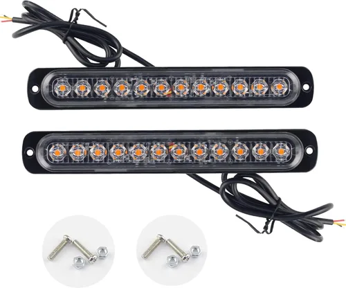 Miniatura 4 de ANKIA - 2 luces LED de advertencia estroboscópicas con marcador lateral, lámpara de rejilla, intermitente, peligro de emergencia para remolque