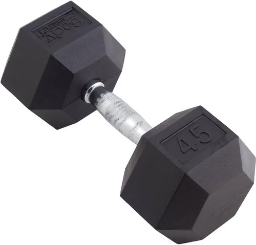 Miniatura 4 de Body Sport Mancuerna hexagonal con revestimiento de goma, individual – Mancuernas para ejercicios – Equipo de entrenamiento de fuerza – Accesorios