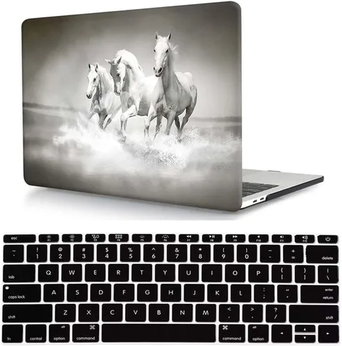 Miniatura 25 de Funda compatible con MacBook Air de 11 pulgadas, cubierta protectora de plástico y cubierta de teclado, grano de madera
