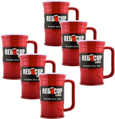 Miniatura 11 de Red Cup Living Vaso de vidrio de fiesta de 24 onzas – Taza de fiesta irrompible reutilizable para bebidas frías y calientes, vasos de verano