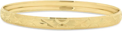 Miniatura 3 de 14k Gold Plated Step Edged Stackable Bangle Bracelet wEtched Stars & Moons + Jewelry Cloth & Pouch