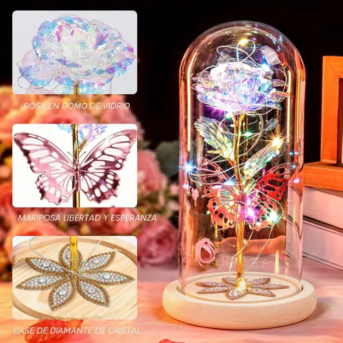 Miniatura 3 de Regalos de rosas para el día de la madre, rosas de cristal de galaxia preservadas para siempre, rosas iluminadas en cúpula de cristal, regalos de Un