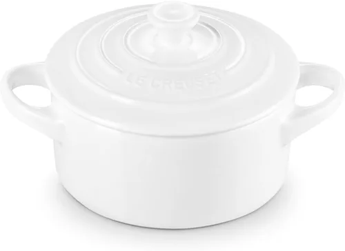 Le Creuset Gres Mini Redondo Cocotte, 8 onzas., Blanco