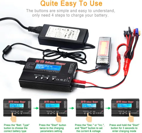 Miniatura 6 de LiPo Cargador de Batería Balance RC Cargador de Batería Descargador para 1S-6S LiPo/Li-Fe/Li-ion 1S-15S NiMH/NiCD Paquetes Cargadores de Batería RC