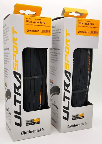 Continental Ultra Sport III - Black/Brown - Road Bike Tire | Versatile Road Tire with Modern Tread Design - E25 Ebike Rated - PureGrip, 2 Pack Negro
