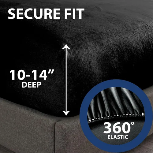 Miniatura 4 de Cathay Home Sábana Bajera de Felpa Suave Twin - Felpa Ultra Suave y Gruesa - Calidez Acogedora para Todas las Estaciones - Sábana Bajera con Negro