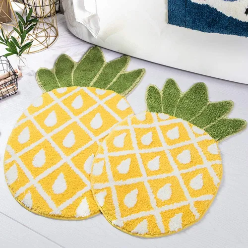 Miniatura 2 de Tapete antideslizante con diseño de piña, diseño de piña de dibujos animados, para decoración del hogar, sala de estar, dormitorio, baño, fruta