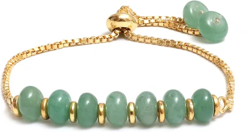 Miniatura 24 de Gempires - Pulsera de cuentas redondas naturales, chapada en oro amarillo de 14 quilates, joyería hecha a mano, pulseras ajustables para mujer