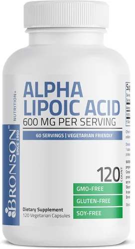Miniatura 3 de Bronson Ácido alfa lipoico 600 mg eliminador de radicales libres apoya la salud antioxidante, sin OMG, 120 cápsulas vegetarianas (60 porciones)