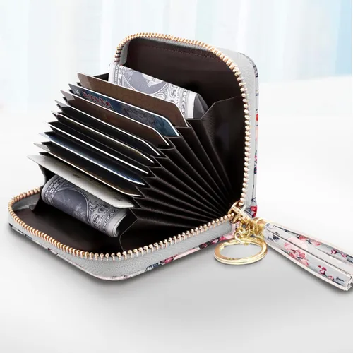 Miniatura 2 de Billetera pequeña para tarjetas de crédito RFID con purpurina linda para mujer