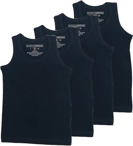 BROOKLYN VERTICAL Paquete de 4 camisetas sin mangas para niños, algodón sin etiquetas, súper suave, talla S