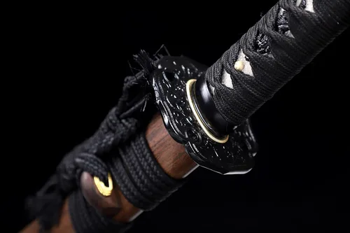 Miniatura 5 de Tanto Sword - Espada corta hecha a mano de arcilla katana templada de acero T10 real Hamon espada samurái de espiga completa afilada