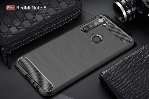 Miniatura 2 de Funda compatible con Xiaomi Redmi Note 8, diseño de textura de fibra de carbono y diseño de textura de cuero, contraportada antiarañazos, absorción
