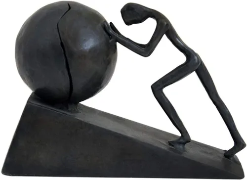 Briskfeel Estatua de hierro de hombre con esfera, escultura de Sísifo de metal, decoración para el hogar y la oficina (B2 fuerte)