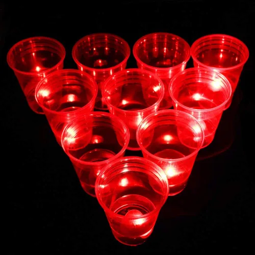 Miniatura 5 de Ahuimeius The Dark Beer Pong - Juego de vasos de cerveza LED con bolas que brillan en la oscuridad, 22 tazas, 22 luces LED (11 rojas, 11 azules), 6
