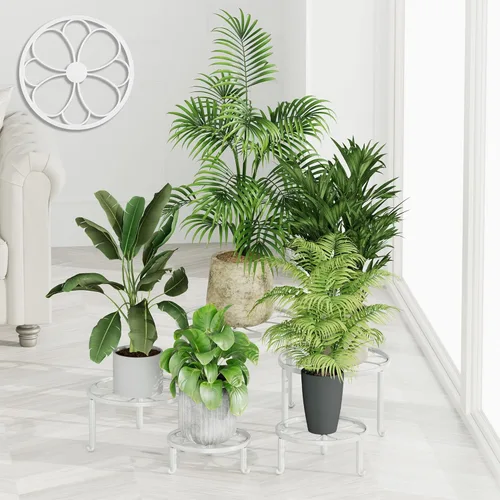 Miniatura 13 de Paquete de 5 soportes para macetas de hierro resistentes a la oxidación para interiores y exteriores, soporte decorativo redondo para flores