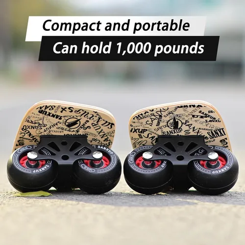 Miniatura 5 de FreeSkates - Patines portátiles con plataforma de aleación de aluminio antideslizante, patineta dividida con ruedas de poliuretano, rodamientos
