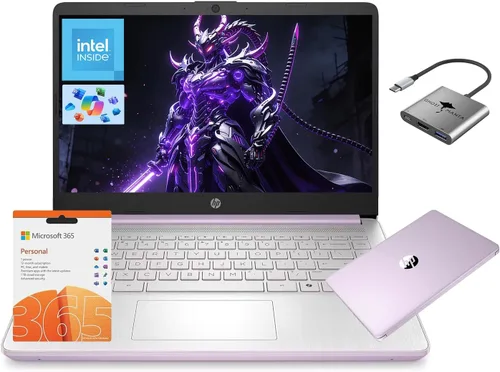HP 14" Laptop, Intel Processor N150 (Beat i3) 4GB RAM 128GB UFS 1-Year Office 365 Copilot AI Win11 WiFi6 Computer for Creator Business Gaming