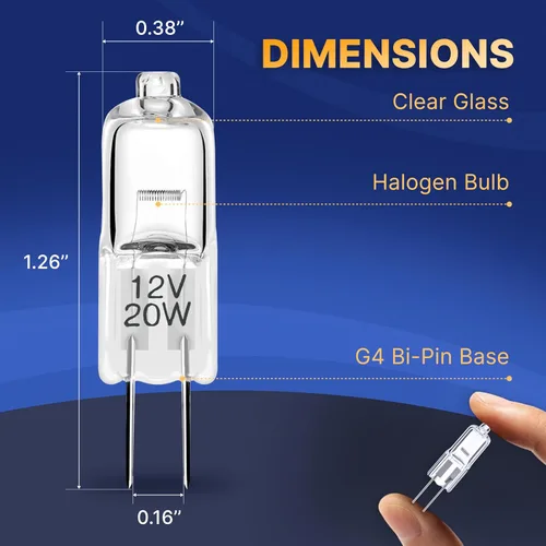 Miniatura 3 de Diximus G4 - Bombillas halógenas de bajo voltaje – Bombilla pequeña de 20 W – Bombillas de 12 V para paisaje de 20 W, bombilla bi-pin para debajo