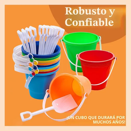 Miniatura 5 de Sloosh 12 juegos de cubos de arena con palas para niños, cubos de playa, juguetes de fiesta, cubo de plástico con asas