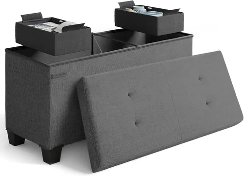 Miniatura 88 de Cubo otomano de almacenamiento con cubo pequeño, otomana cuadrada de 15 pulgadas con almacenamiento para sala de estar y dormitorio, reposapiés