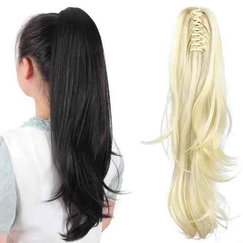 Miniatura 81 de Extensiones de cola de caballo de cabello rubio, extensiones de cola de caballo para mujer, pinza de extensiones de cabello rizado de 12 pulgadas
