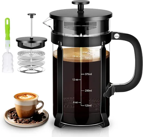 Miniatura 7 de YMMIND Cafetera de prensa francesa de 21 onzas, cafetera espresso de 4 tazas, cafetera de borosilicato engrosado resistente al calor para café frío