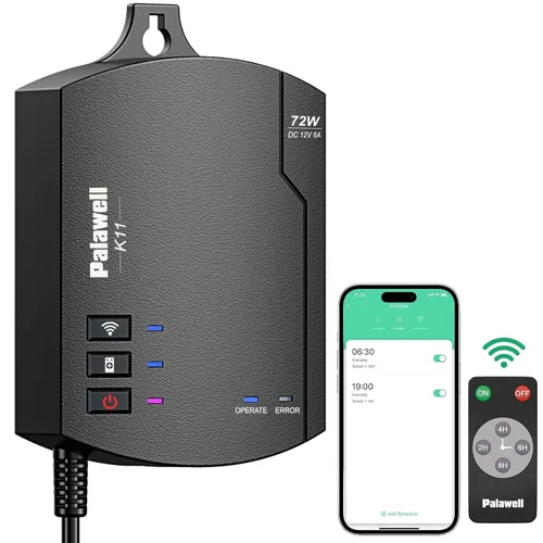 Transformador de paisaje de bajo voltaje WiFi de 72 W con temporizador, transformador de bajo voltaje de 120 V CA a 12 V CC para luces de camino,
